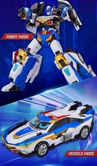 Metal Cardbot W Grand Blue Leon Transforming Robot Toy Blaion Blue Cop W Ignix
