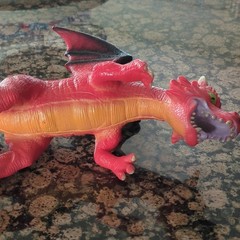 Red & Black Dragon Figure Toy, Polyester Fiber, Fantasy Theme (2016)