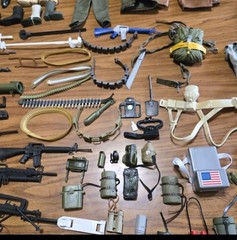 HUGE LOT of VINTAGE GI Joe clothes accessories weapons 108 Pieces