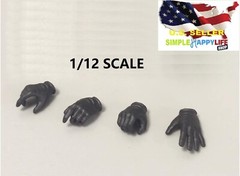 4 X 1/12 scale male black gloves Gun hand replacement 6″ figure SHF Mezco❶USA❶