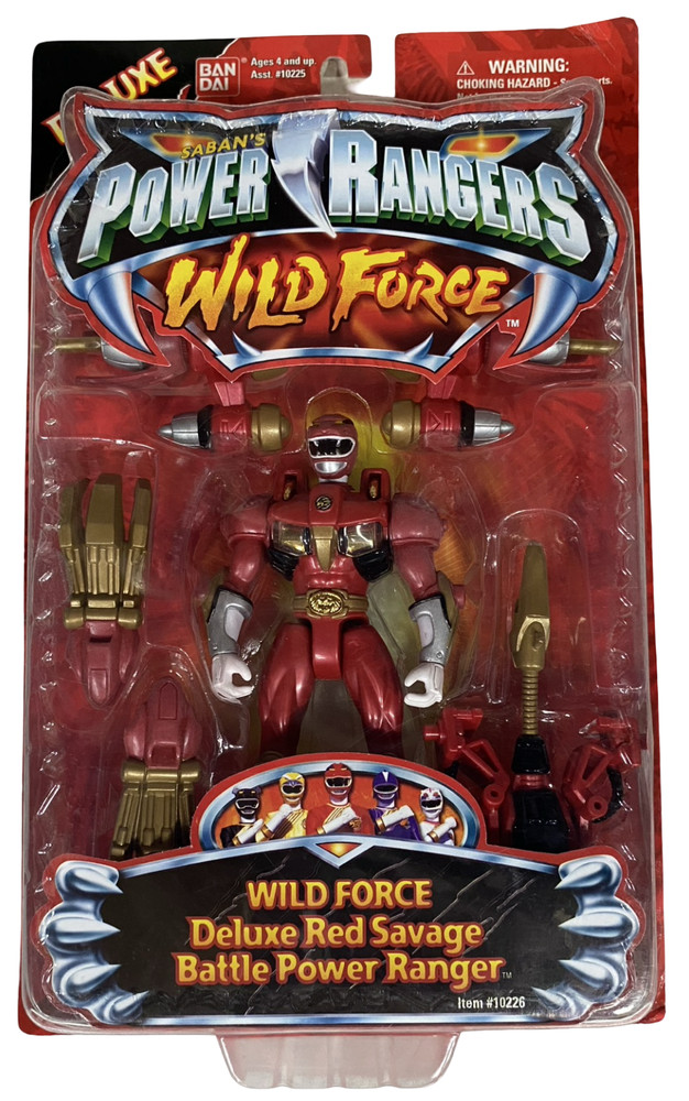 Power Rangers Wild Force Deluxe Red Savage Battle Ranger Figure NEW 2002 Lion