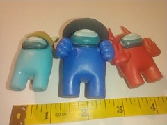 Among Us Figure Lot of 3 Innersloth LLC Cyan Viking Blue Fedorahat Red Devil