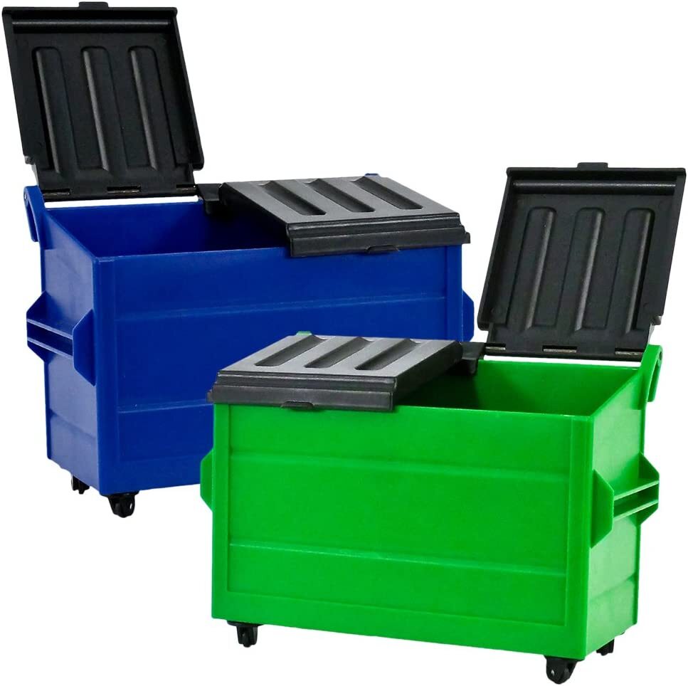 Set of 2 Dumpsters for WWE & AEW Wrestling Action Figures (Blue & Green)