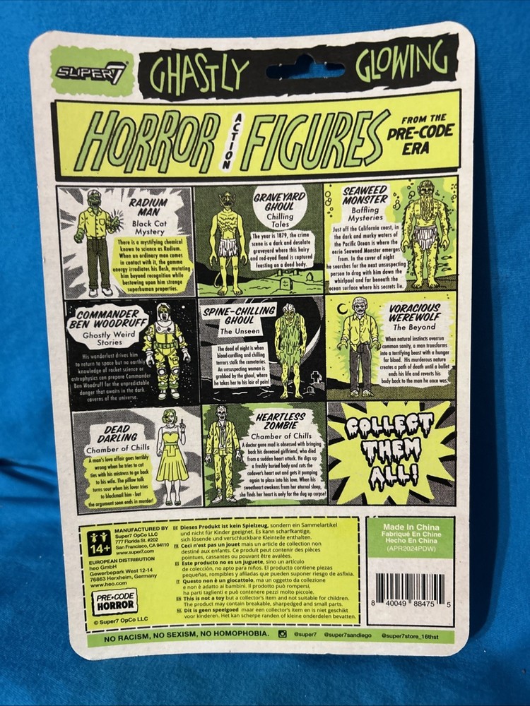Heartless Zombie Chamber of Chills Pre-Code Toxic Glow Super7 Reaction HORROR