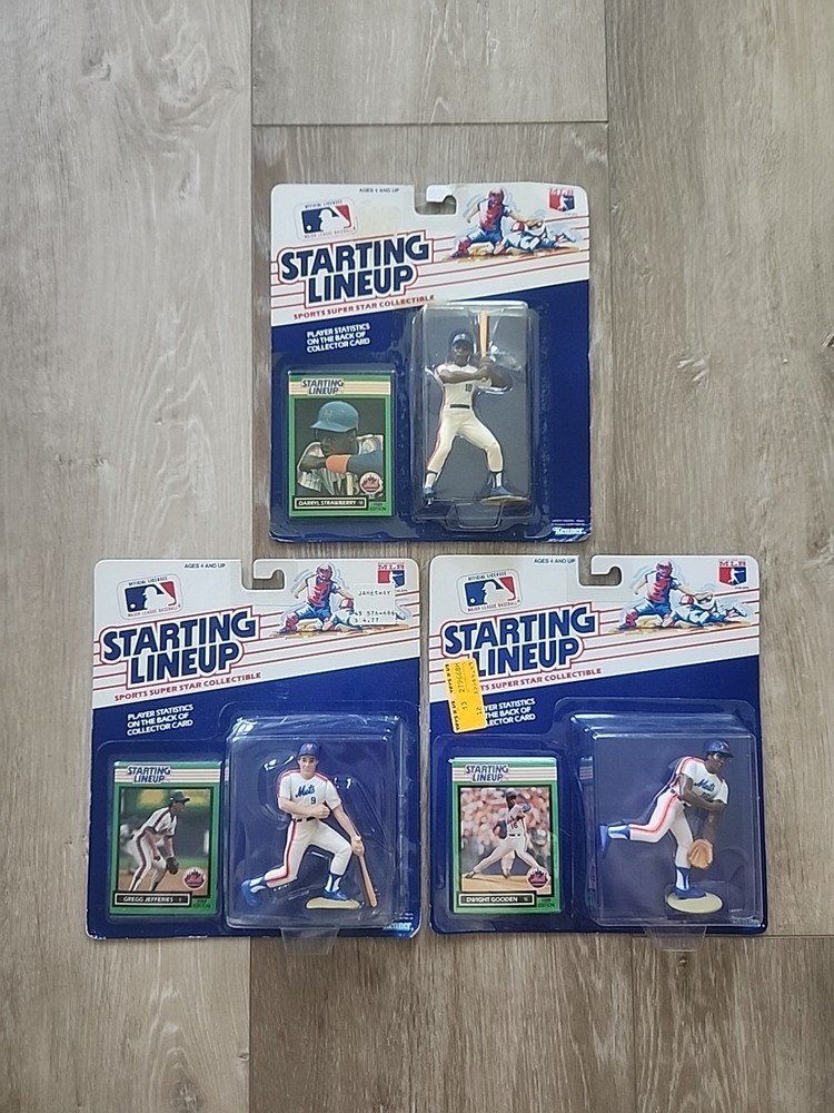 3 ⚾️ 1989 Starting Lineup NY Mets: Strawberry, Doc Gooden, Greg Jeffries w/ Card