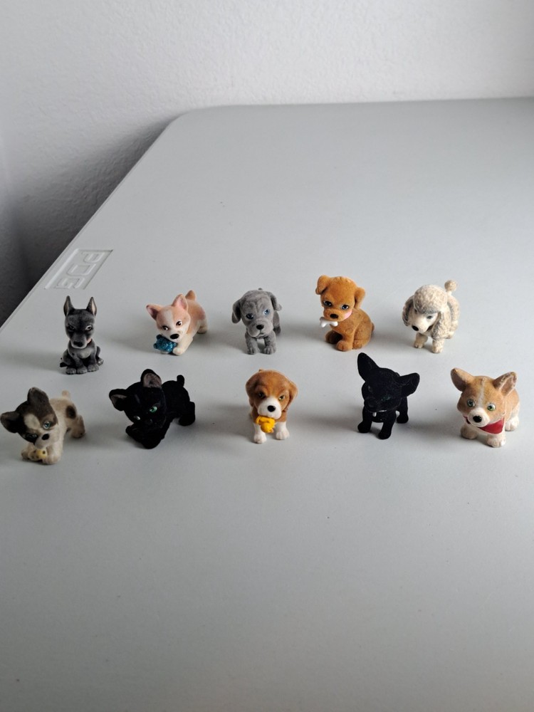 VTG. Mixed Lot of 10 PUPPY IN MY POCKET Mini Flocked Dog Figures