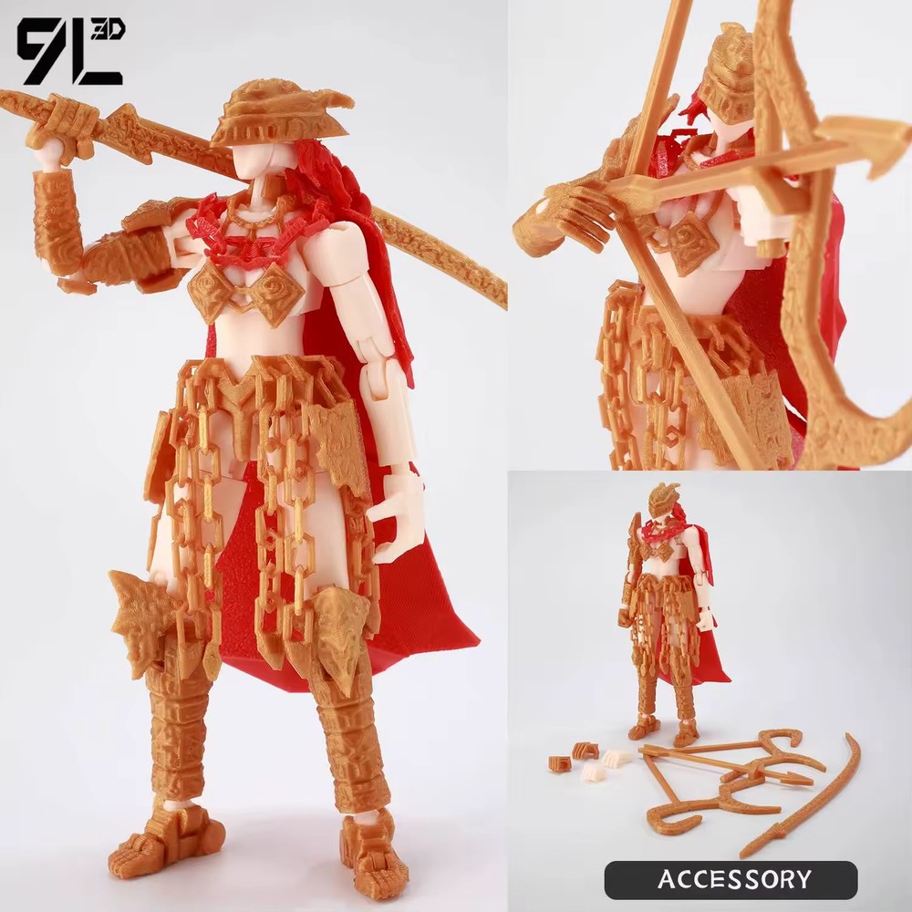 3D Printed Dummy 13 Figure Gold Valkyrie Armor T13 Articulated Robot Model Toy