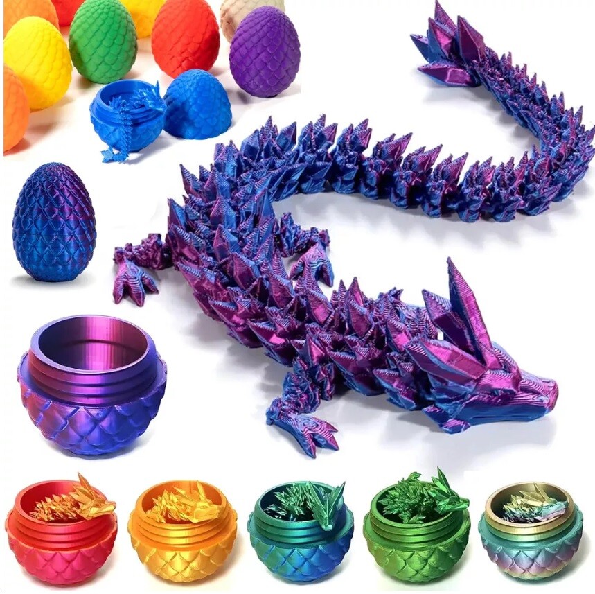 3D Printed Dragon Egg Crystal Full Articulated Laser Color Fidget Toys Kids Gift