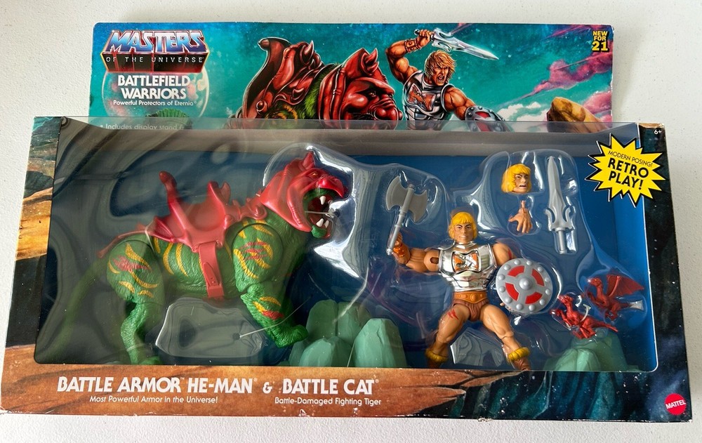 Masters Of The Universe Battle Armor He-Man Battle Cat Action Figure Set Sealed