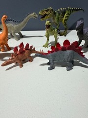 Vintage Dinosaur Toys Lot of 16 Mixed Rubber and Plastic Dino Figures