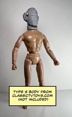Black Armor Man Custom Action Figure Head 1:9 or 1:6 Mego