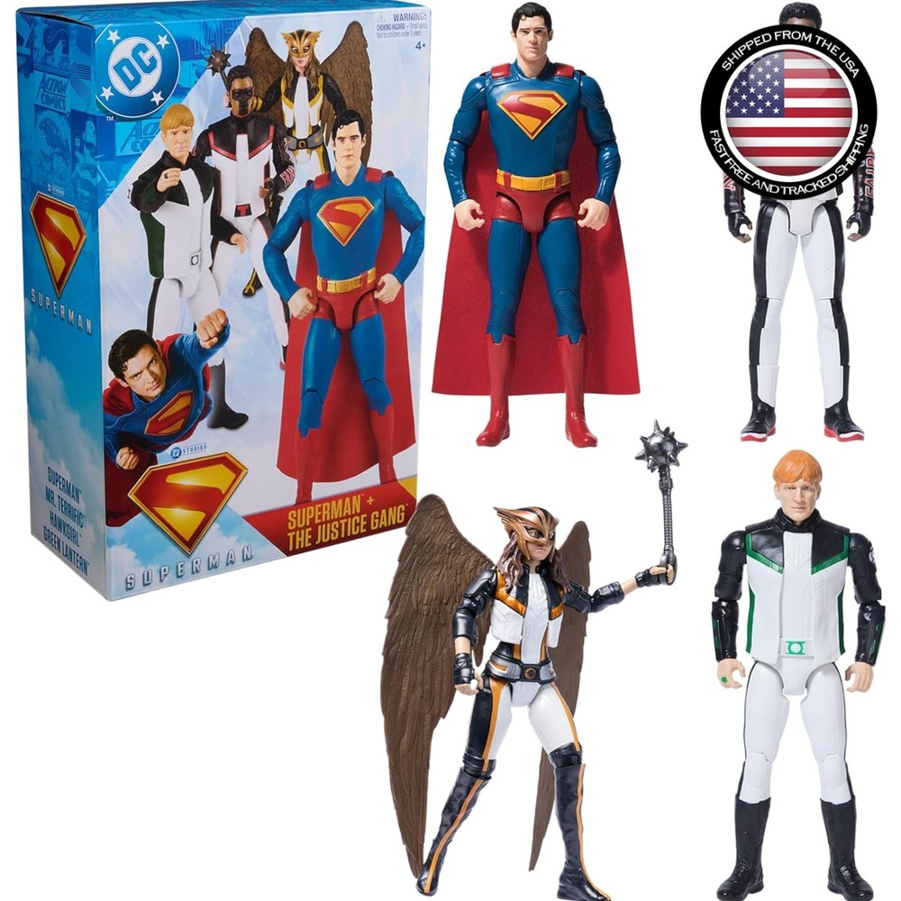 Superman, Green Lantern, Hawkgirl & Mr. Terrific 12-Inch Action Figure Set
