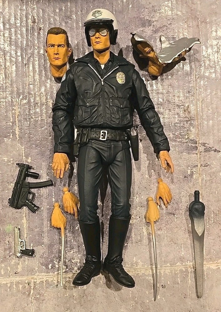 NECA Ultimate Terminator 2 Judgment Day T-1000 Motorcycle Cop 7″ Figure C *Read*