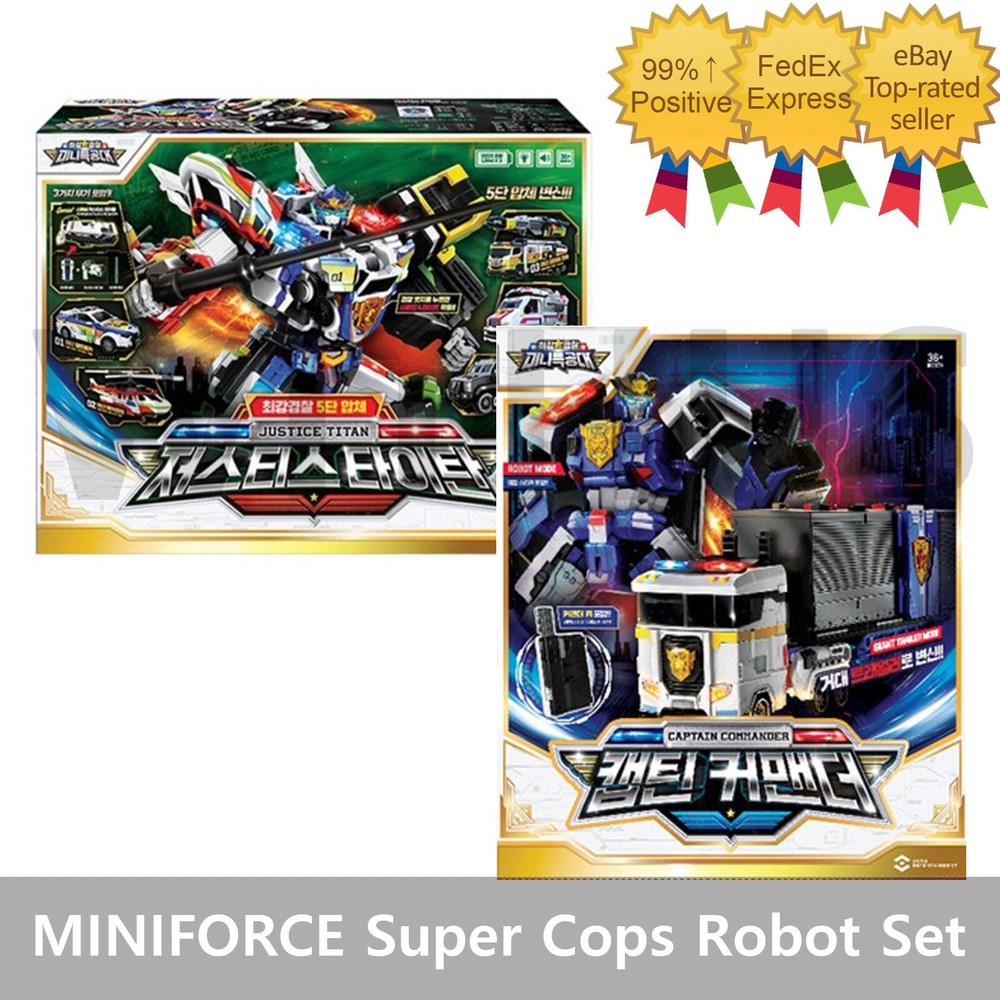 MINIFORCE Super Cops JUSTICE TITAN & CAPTAIN COMMANDER Set Transformer Robot Toy
