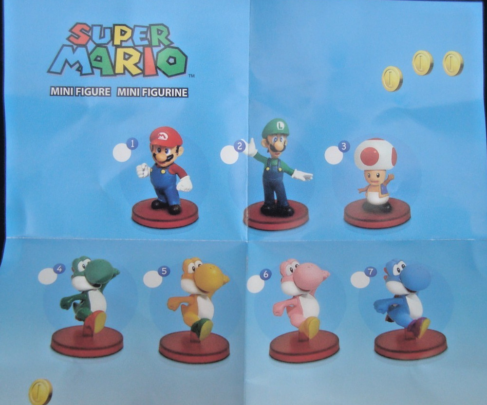 Super Mario Bros. Mini Figures Set of 7 Banpresto Luigi Toad Yoshi