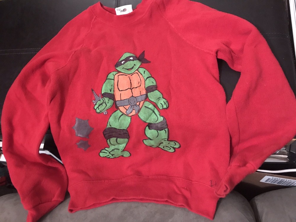 Vintage Homemade Teenage Mutant Ninja Turtle Kids Sweat Shirt Pants TMNT 1988