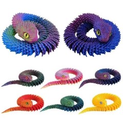 24″ 3D Printed Animals Snake Viper Snake Flexible Snake Fidget Toys Desk Decor