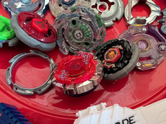 Mixed Beyblade Lot: Metal Fusion, Burst, 2 Stadium Arenas, Case, Launchers As Is