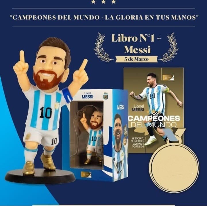Leonel Messi Campeones del mundo collection figure + Booklet Brand new
