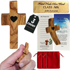 Holy Land Market Olive Wood Pocket Fidget Worry Thumb Crosses (3)