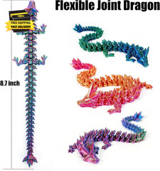 4 Pack 3D Printed Dragons 8.7”, Flexible Articulated 3D Printer Dragon Toys, An