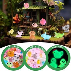 60PCS Miniature Resin Animals – Luminous Party Favors & Garden Accents