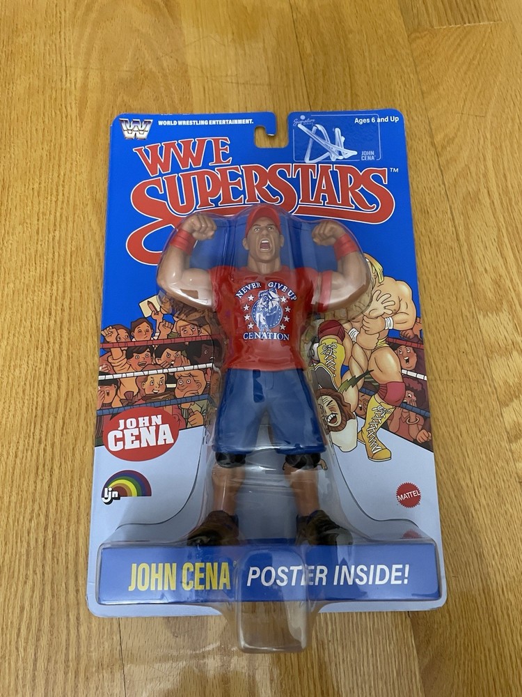LJN WWE Wrestling Superstars John Cena Figure Blue Card Signed Target Exclusive