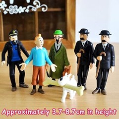 Original The Adventures of Tintin Action Figures 6 PCS Set Toy Cake Toppers NEW