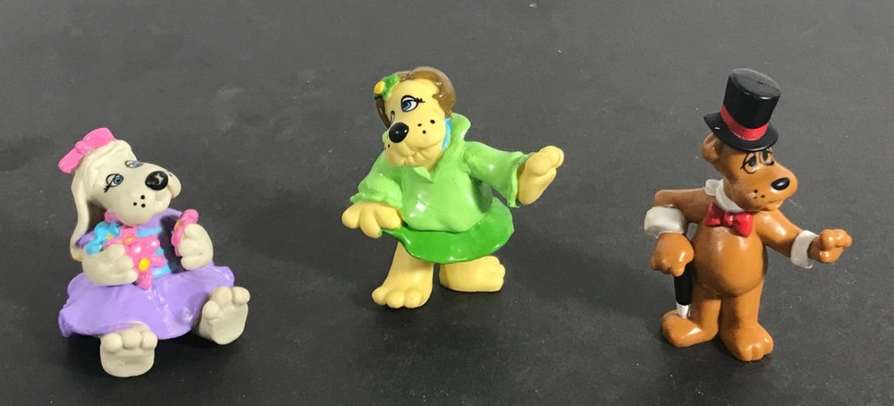POUND PUPPIES Lot of 3 PVC Miniatures VIOLET Bright Eyes BARKERVILLE 1986 Tonka