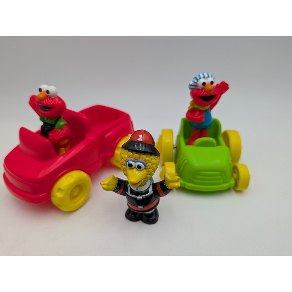 Sesame Street Elmo Big Bird Toy Vehicles Figures Red Green Yellow Fireman Sailor