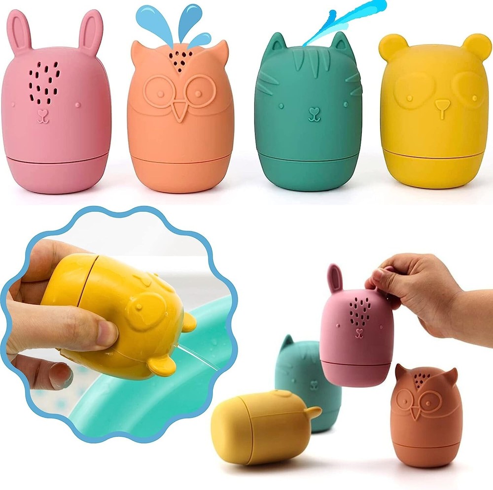 Mold Free Silicone Bath Bathtub Toys, Baby 6-12 Months, Toddlers 1-3, Non Toxic