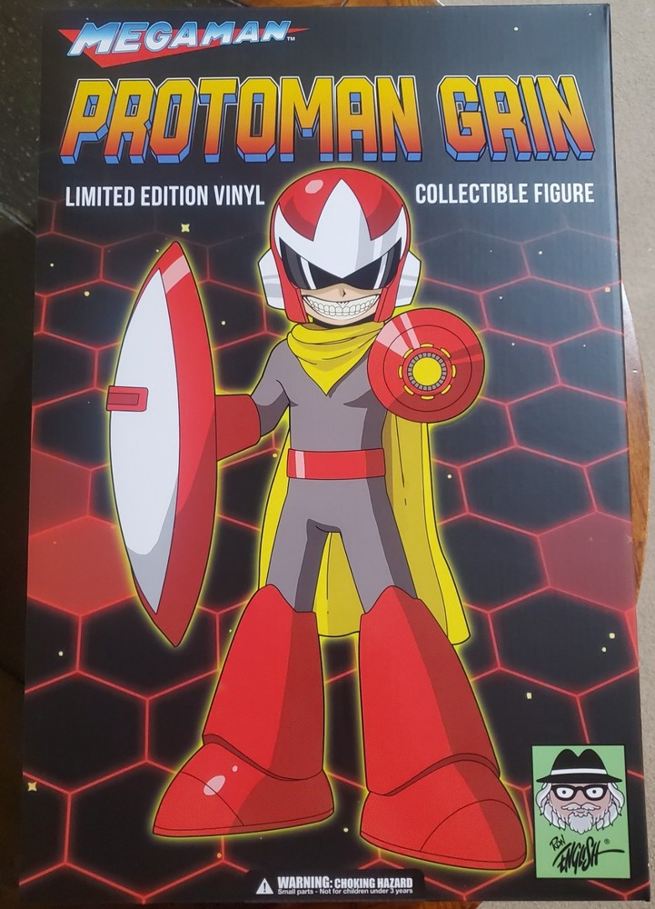 NWB Ron English Mindstyle/Popaganda Mega-Man “Protoman Grin” 15″ Vinyl Figure