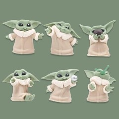 6Pcs Star Wars Mandalorian The Child Baby Yoda Grogu Doll Figure Toy Cake Topper