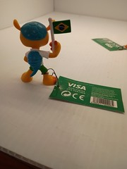 Official FIFA Futbol 2014 World Cup Brazil mascot with flag Approx 3 In Tall