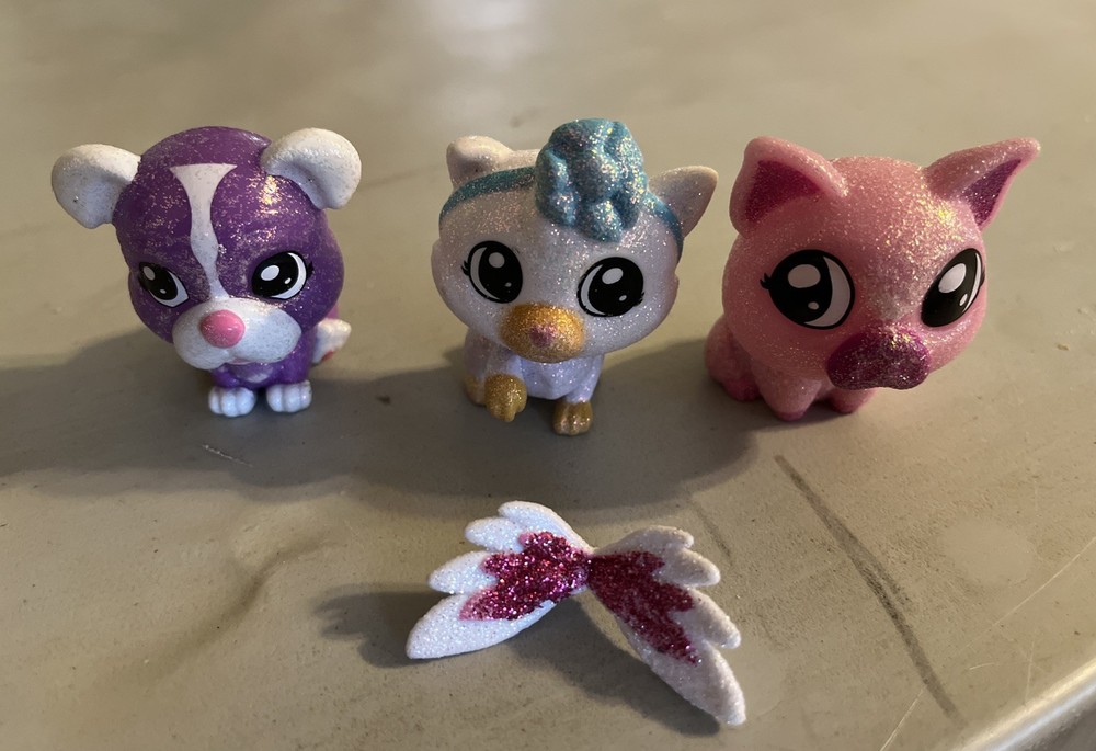 Tic Tac Toy Xoxo Glitter Friends Lot Of Three And 1 Pair Wings Used