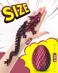 12″ 3D Printed Dragon Egg, Cool 3D Printer Articulated Crystal Dragon Toys fo…