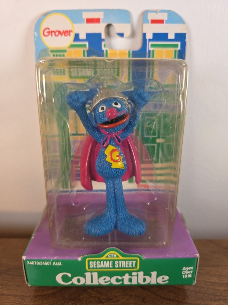 Sesame Street SUPER GROVER Collectible PVC Figure Tyco 1997 Vintage