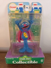 Sesame Street SUPER GROVER Collectible PVC Figure Tyco 1997 Vintage