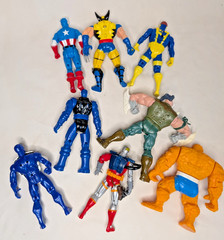 Vintage 1990s MARVEL Figures Captain America Deathlok Cyclops Wolverine Stealth