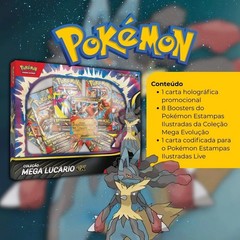 Pokemon Mega Lucario EX Collection Box Set 49 Cards Brazilian Game Sealed