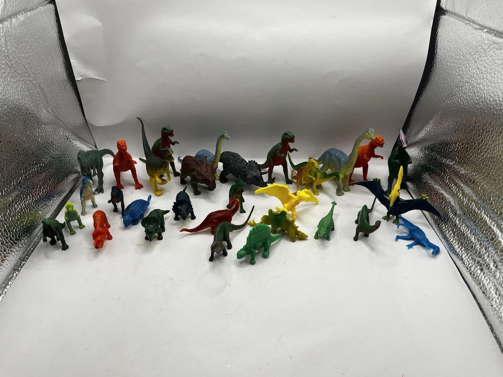 Lot of 31 Small Hard PVC Plastic Toy Dinosaur Figures Vintage Varies Small Sizes