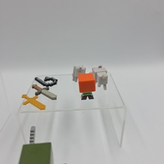 Minecraft Lot Figures Key Chain Mini Figs & Wolves Zombie Steve GUC