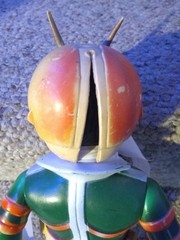 70’s Kamen Rider Japan Soft Vinyl Bandai Popy 11″ Figure w/Mask Belt Scarf VG
