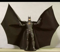 Custom Batman Returns Mcfarlane 1989 Keaton Leather Wired Cape 1/10 NOT fIGURE