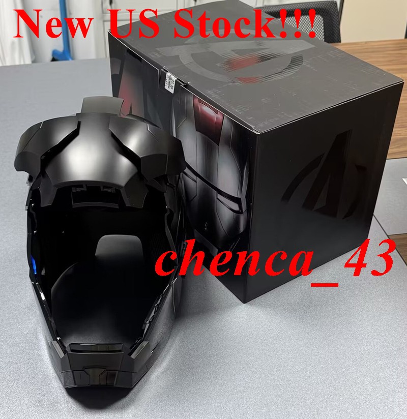 US Now!!! 1:1 Wearable Full Black MK5 Helmet LED Iron Man Full Face Mask w/ Box