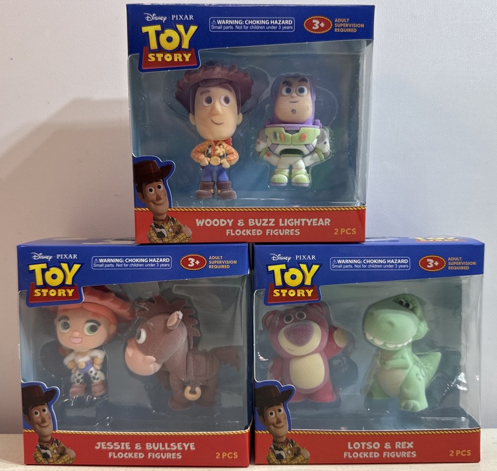 Disney Toy Story 6 Flocked Figures Woody Buzz Lotso Rex Jessie Bullseye NEW