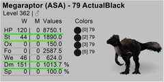 Megaraptor Black Solid 79 Top Stats Ark Survival Ascended PVE