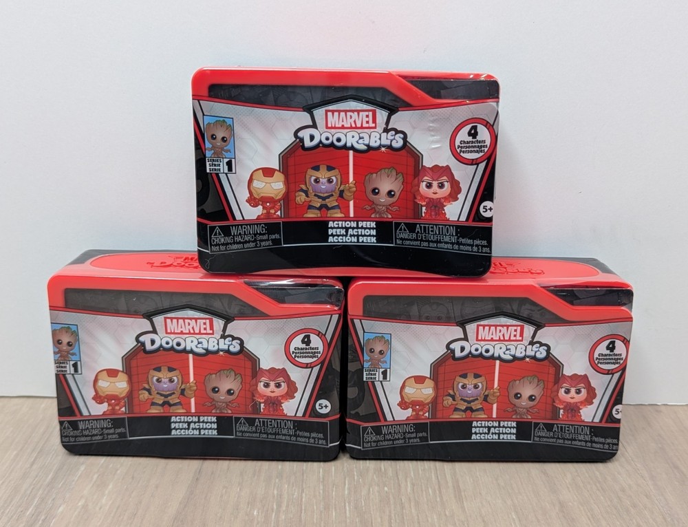 Marvel Doorables Series 1 Action Peek 1.5 In Collectible Toy, 3 New Blind Boxes