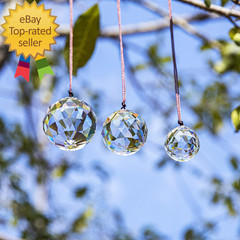 Set of 3 Clear Crystal Ball Includes 20/30/40Mm Faceted Prism Balls Suncatcher