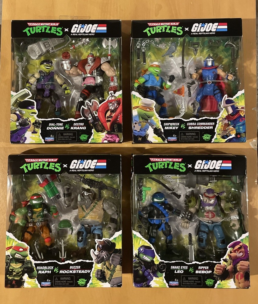 Playmates TMNT x G.I. JOE Mashup Complete Set of 4 Cobra Clash 2-Packs NEW